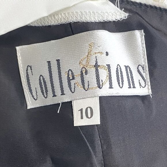 Vintage Collections Black Cocktail Dress With Floral Lace Shawl Neckline 10 - Picture 3 of 13